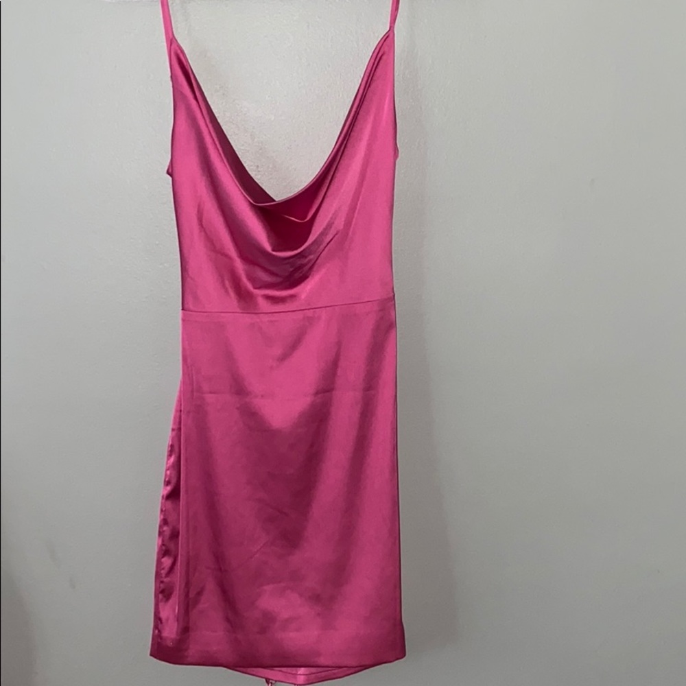 Meshki Pink Satin- Strappy Back- Mini dress